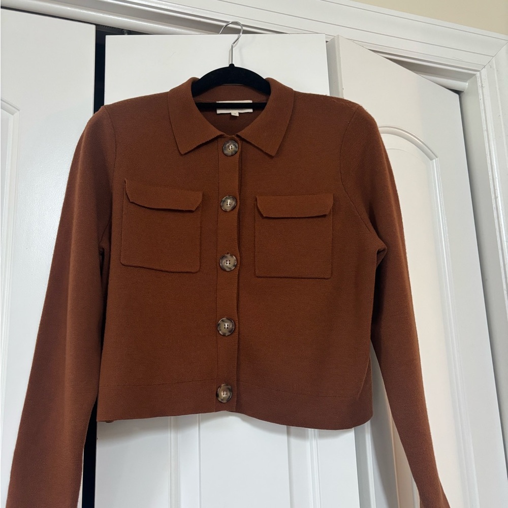 Sézane Medium Betty Brown Knit Cardigan EUC
